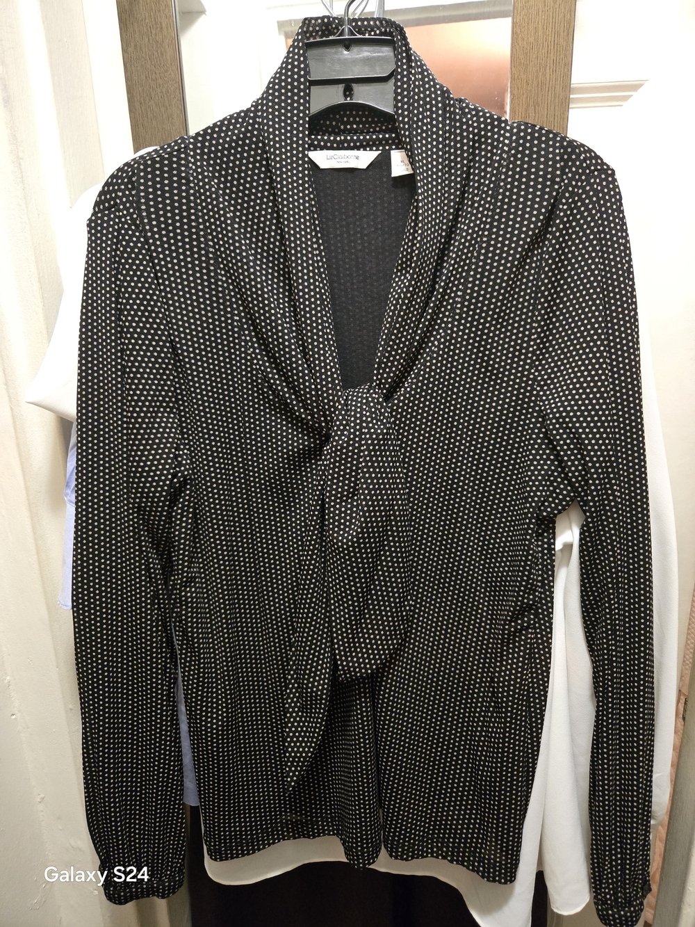 Liz Claiborne Black and White Dot Tie-Front Blouse